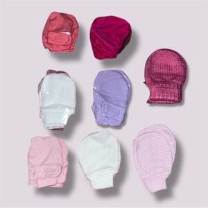 Lot of 8 Assorted Baby No-Scratch Mittens